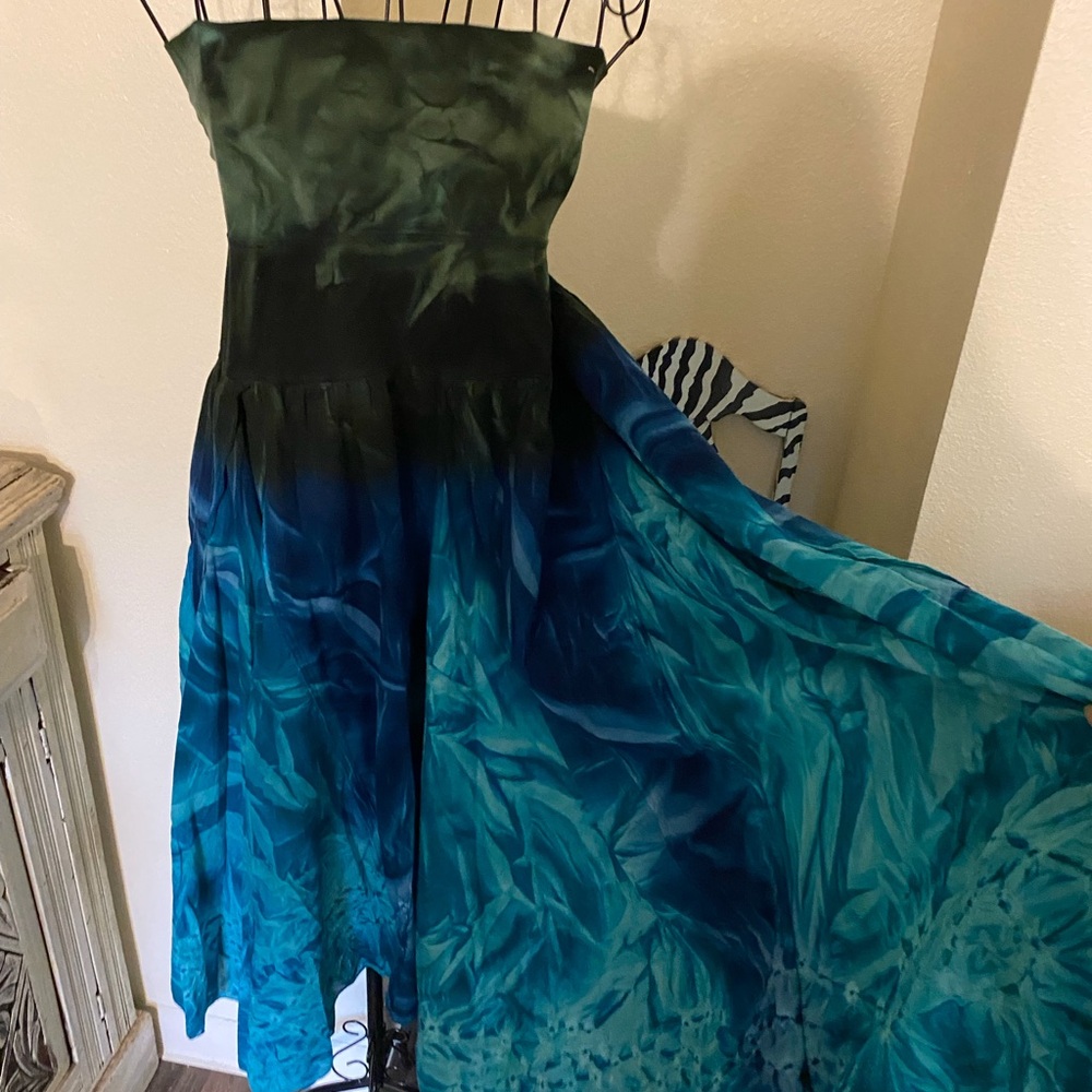 Solitaire Strapless Ombre Teal & Black Maxi Dress or skirt